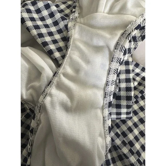 Torrid Navy Gingham Tie Front Wireless Ruched One-Piece Swimsuit Plus Size 4 4X - Picture 9 of 16